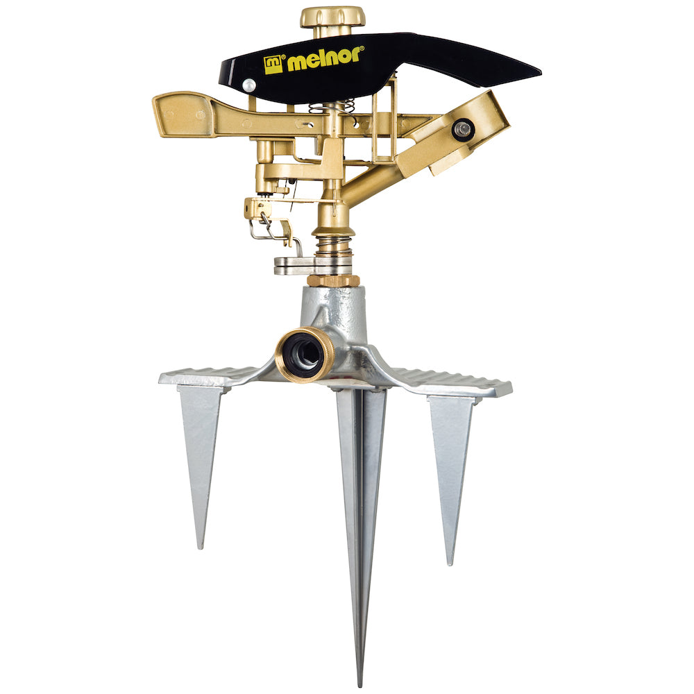 Metal Pulsating Sprinkler with 3-Prong Step Spike, 100 ft