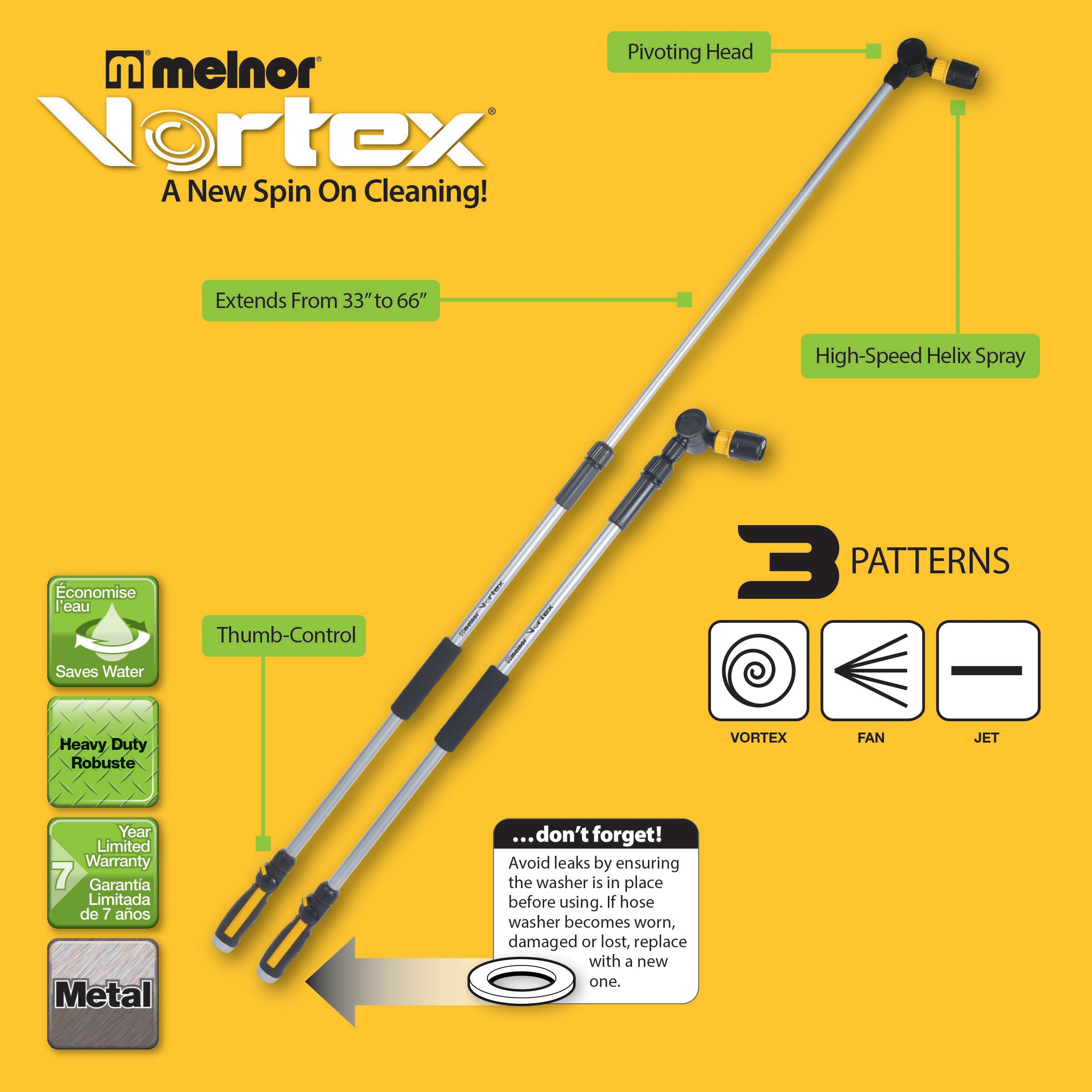 Vortex® 3-Pattern Extension Wand – Melnor