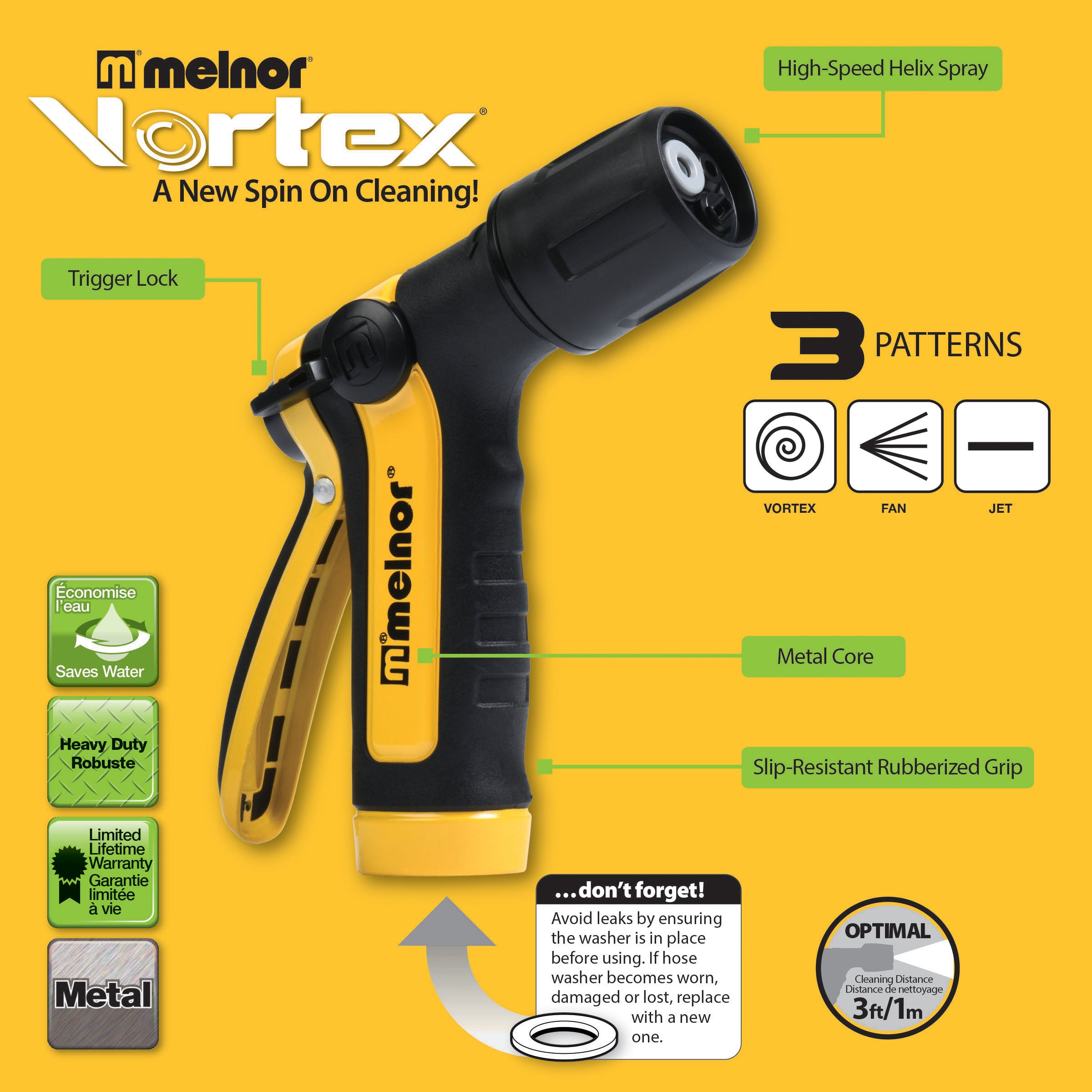 nyalon Vortex® 3-Pattern Nozzle – Melnor