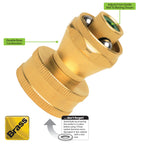 This image features a durable brass hose nozzle with an adjustable spray pattern ranging from gentle mist to blasting stream, highlighted with informative annotations.