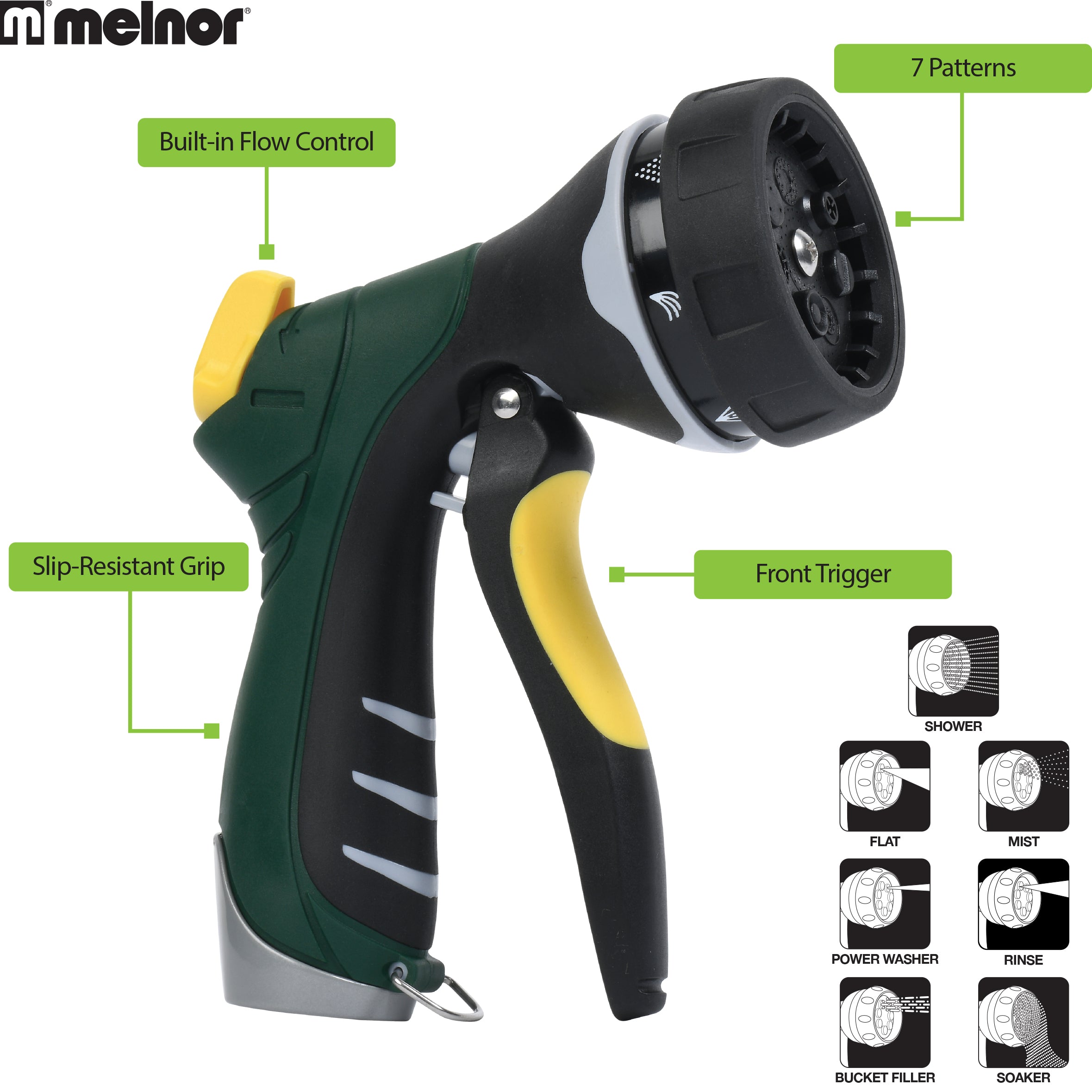 Front-Trigger 7-Pattern Nozzle – Melnor