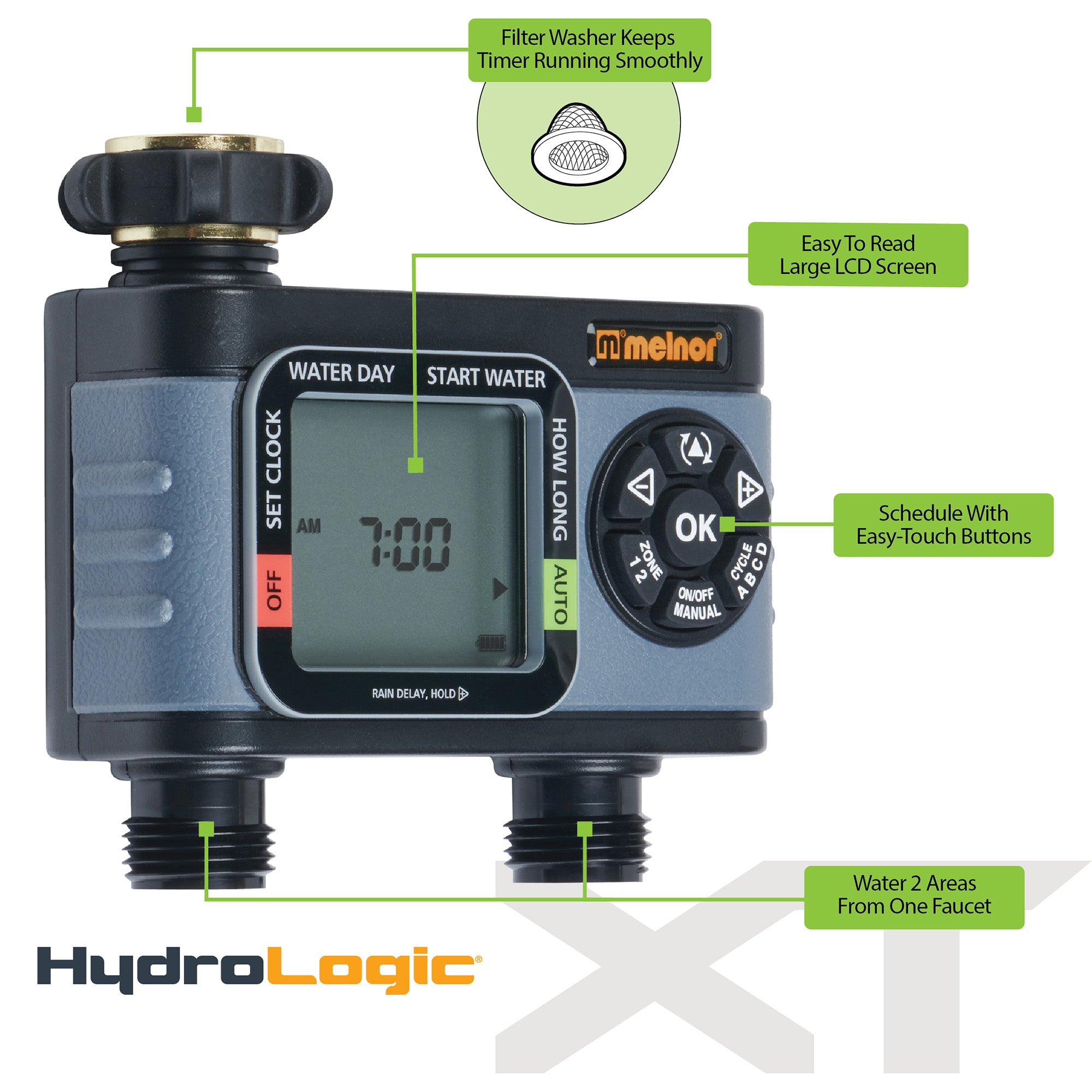 HydroLogic® 2-Zone Digital Water Timer – Melnor