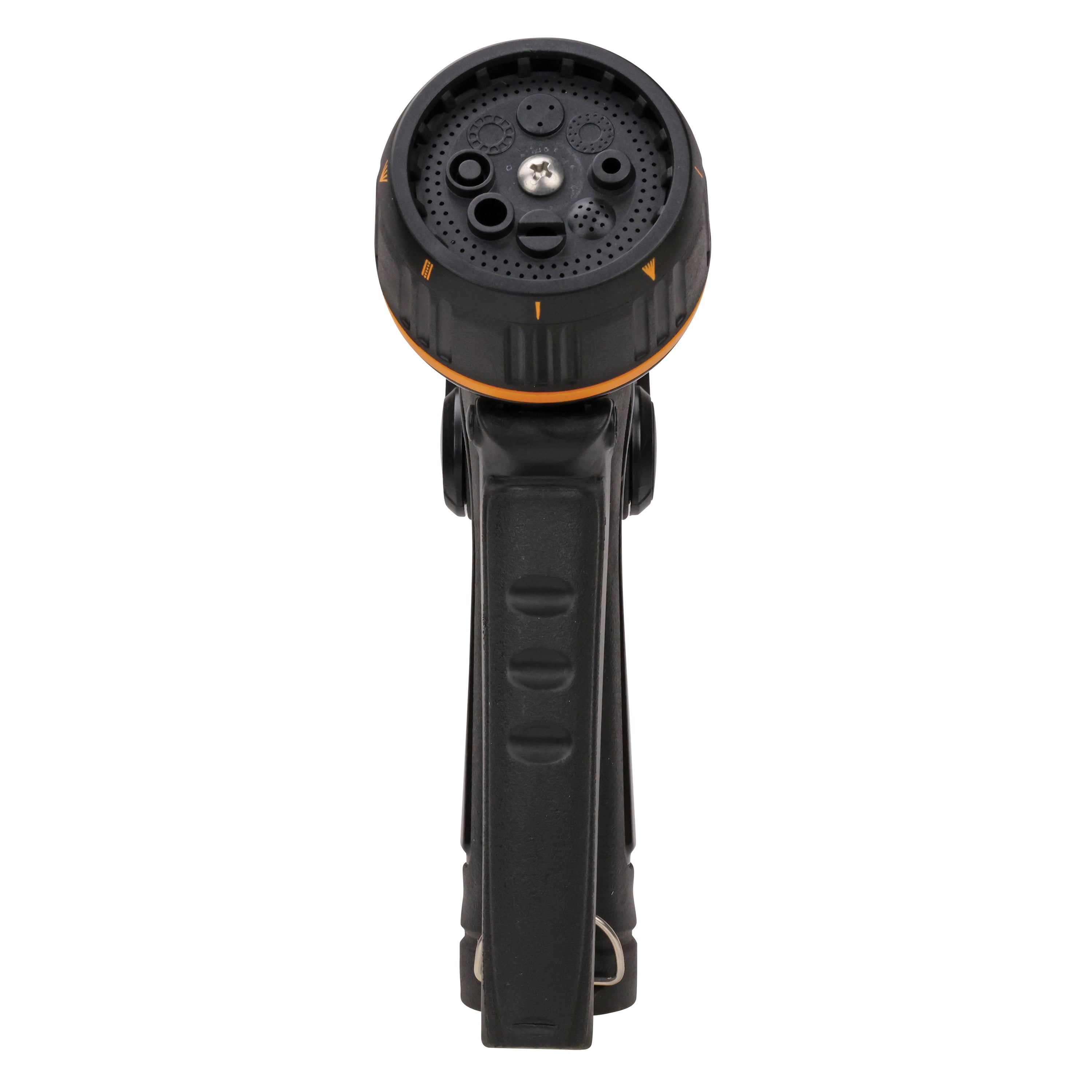 Front view of the Melnor XT301 Front-Trigger Metal 8-Pattern Nozzle 