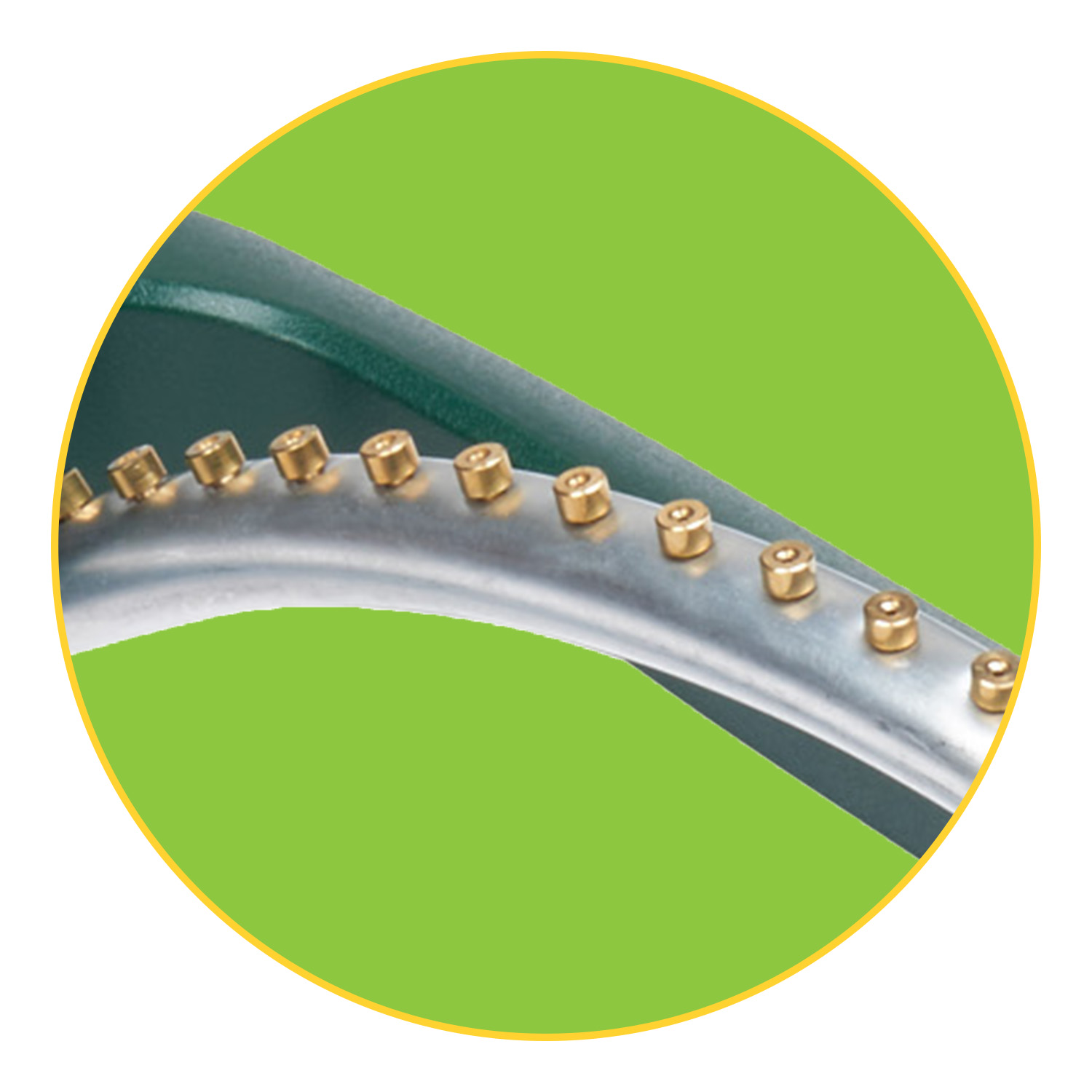 Close up of the Melnor TurboTek Oscillating Sprinkler Brass Nozzles