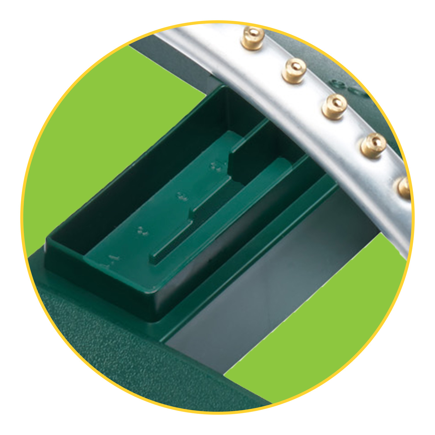 Close up image of the Melnor TurboTek Oscillating Sprinkler Watering Gauge
